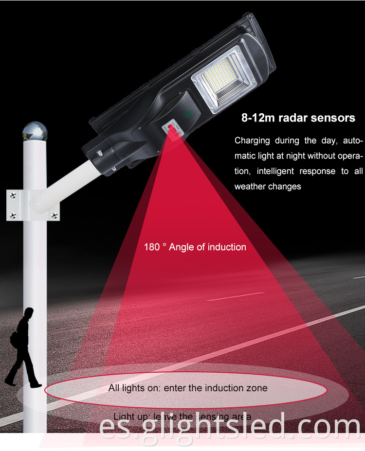 IP66 Control remoto impermeable al aire libre ABS integrado todo en un 40 80 W Lámina de calle LED solar